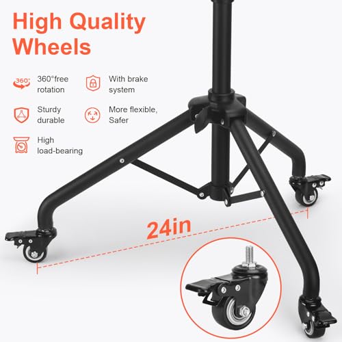 Salon Rolling Tray Cart with Wheels & Adjustable Height - Black
