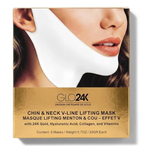V-Line Chin & Neck Hydrogel Mask with Gold - 5 Pack for Firming & Hydration