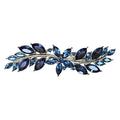 Navy Blue Small Floral Hair Barrette Clip with Rhinestones - Bridal & Party Accessory