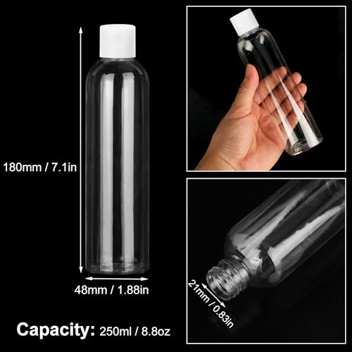 25 Pack 8 oz Plastic Travel Bottles with White Flip-Top Caps, BPA-Free for Liquids