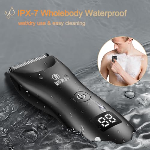Electric Body Hair Trimmer for Men & Women Black-033 - Grooming Kit with LED & LCD