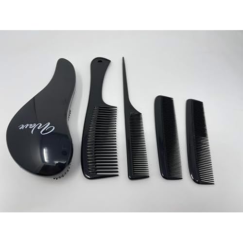 GENTS 5-Piece Hair Detangling Brush Set - Professional Salon Quality Comb & Brush Kit for Men Women - Anti-Static Black Bristles for All Hair Types