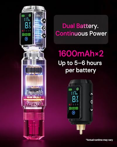 Pink Wireless Tattoo Gun Kit for Beginners & Artists - Medium