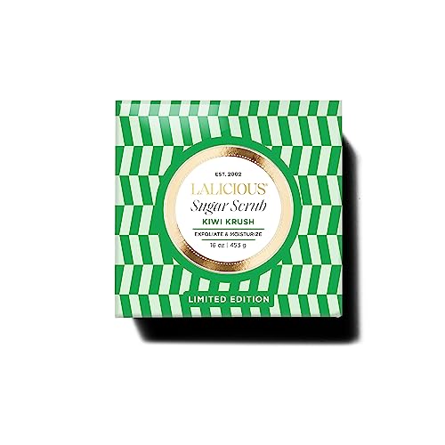 LaLicious Kiwi Krush Sugar Scrub - Cane Sugar Body Scrub - Exfoliating & Moisturizing Body Care with Coconut Oil and Kiwi Seed Oil for Soft, Smooth, Protected Skin - No Parabens (16oz)