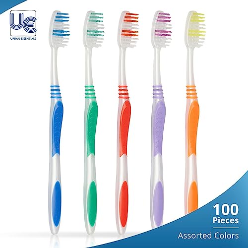Bulk 100 Pack Colorful Individually Wrapped Toothbrushes with Covers - Soft Bristles, Travel & Hotel Use