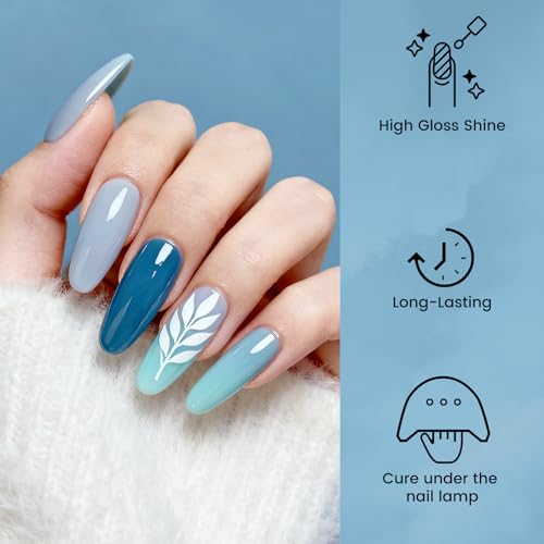 phoenixy 60 Pcs Gel Nail Polish Set, 54 Colors Soak Off Gel Polish Milky White Burgundy Red Blue Yellow All Season 6 Pcs Base Top Coat DIY Beginners Gift Set for Women