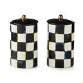 MACKENZIE-CHILDS Ceramic Salt & Pepper Set with Courtly Check Design, Black & White