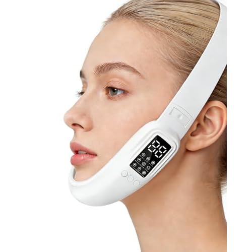 V-Face Electric Double Chin Device with 8 Modes & 15 Gear Adjustable Intensities - Intelligent V-Face Machine for Contouring Double Chin - White