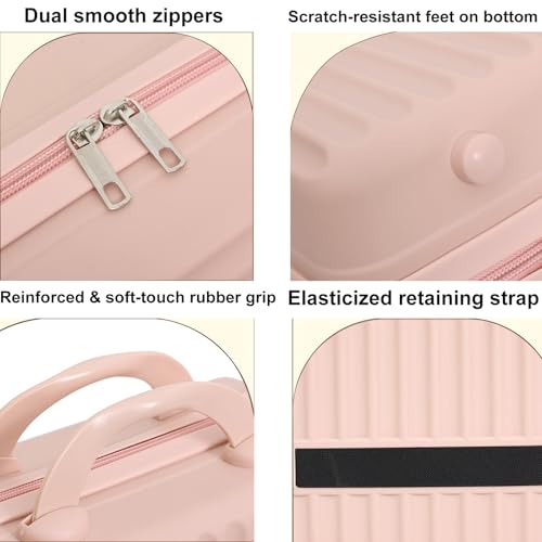 Travel Makeup Bag for Women, Large Waterproof Cosmetic Organizer with 3-piece Set, Toiletry Bag for Gym/College/Gifts | Cute Aesthetic Design (Pink)