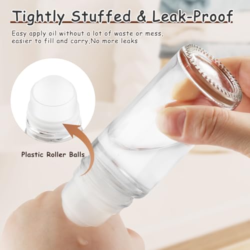 25 Large Glass Roll-On Bottles 50ml with Plastic Roller for Essential Oil & Body Oil
