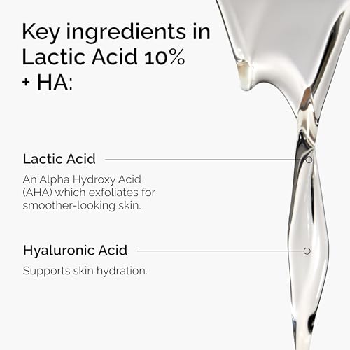 The Ordinary Lactic Acid 10% + Hyaluronic Acid 2%, High-Strength Exfoliating Serum for Smoother, Brighter Skin, 1 Fl Oz (Pack of 2)