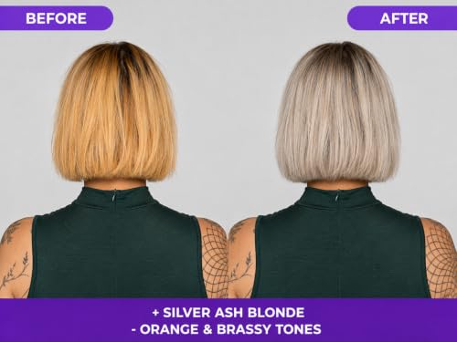 Blue Toning Shampoo & Hair Mask Set for Silver Blonde Hair - Neutralizes Brassy Tones