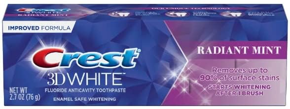 Crest 3D White Radiant Mint Toothpaste - Brightening & Enamel Strengthening, 2.7 Oz (Pack of 3)