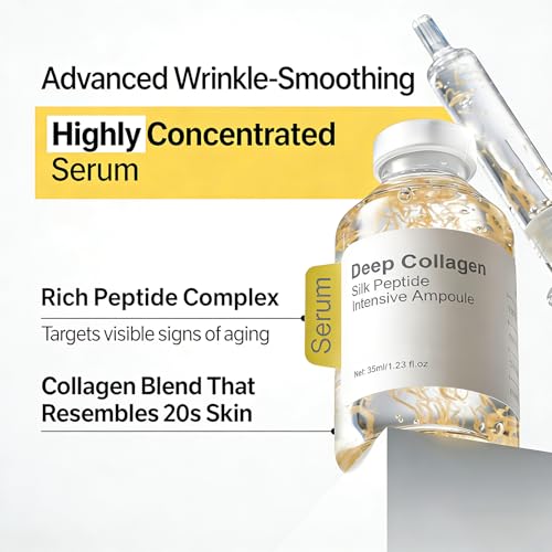 Silk Peptide Lifting Ampoule Set - Collagen Anti Aging Serum with Applicator - Hydrating Essence for Fine Lines & Wrinkles - Topical Use Only (2 Pack70ml)
