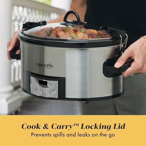 Crock-Pot 6 Quart Programmable Slow Cooker with Digital Timer & Locking Lid - Stainless Steel