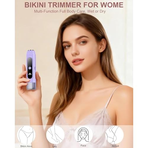 Bikini Trimmer for Women, 2-in-1 Bikini Line & Pubic Hair Trimmer Women, Wet & Dry Electric Razor, Close & Gentle Shaving for Bikini Area, USB Rechargeable