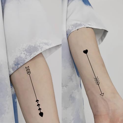 8 Sheets Arm Temporary Tattoos Arrow Heartbeat Moon Sun Square Triangle Totem Symbol