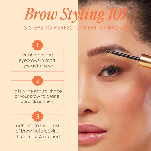 Grande Cosmetics GrandeBROW-FILL Volumizing Brow Gel - Light Tinted or Clear Eyebrow Mascara, Flexible Hold, Water-Resistant, 2 Light