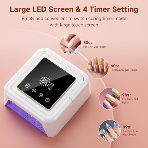 Cordless UV Nail Lamp 108W with Touch Screen - White