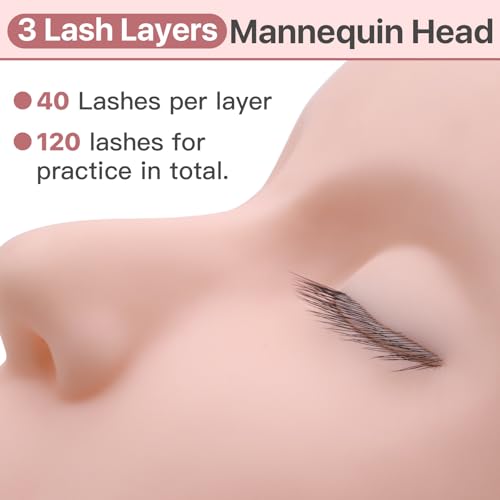 Lash Practice Mannequin Head with 3 Lash Layers for Eyelash Extension Training