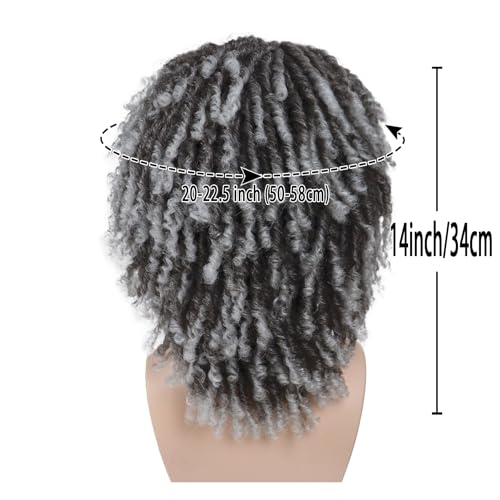 Ombre Grey Dreadlock Wig for Men 14 Inch Braided Fake Dreads with Bangs
