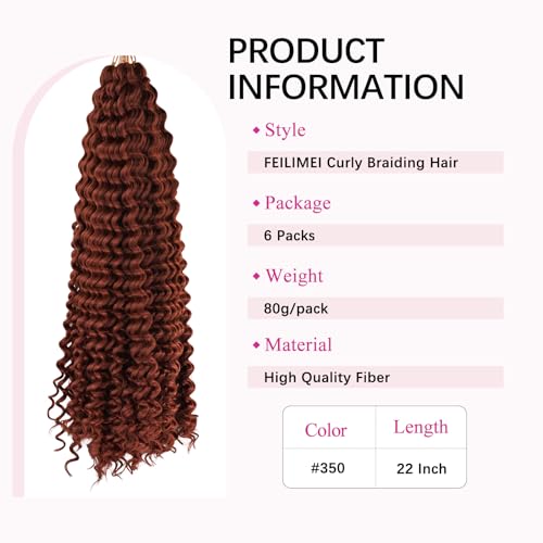 22 Inch Crochet Hair Extensions Pack of 6 Ocean Wave Boho Braids - FEILIMEI