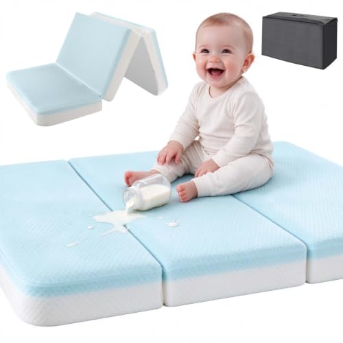 3-Inch Standard Crib Mattress for Baby Travel & Nursery - Foldable, Waterproof, CertiPUR-US Certified Foam - 52x27.5x3 Inches