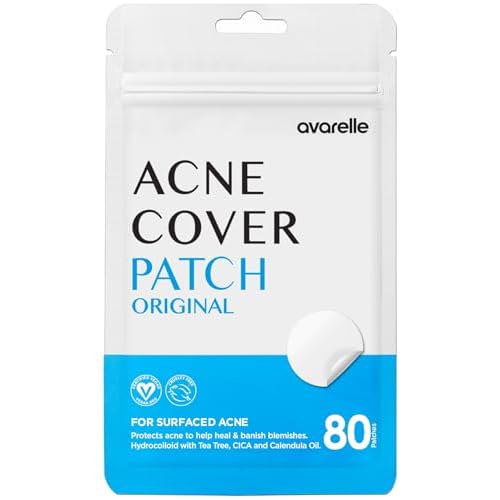 AVARELLE Pimple Patches Hydrocolloid Acne Patches, Acne Spot Treatment for Blemishes and Zit with Tea Tree Oil, Calendula Oil and Cica Oil for Face, Vegan, Cruelty Free Certied (40 CT + 80 CT)