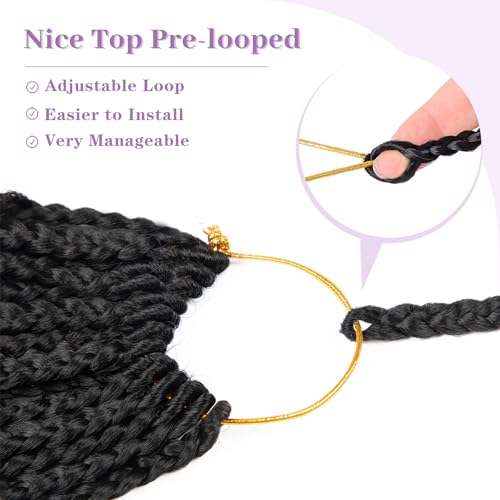 Boho Box Braids Crochet Hair 18 Inch with Curly Ends - Pre Looped Synthetic Hair for Black Women - Variation 1B/4/30