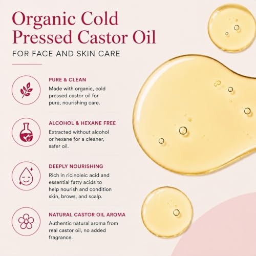 Organic Castor Oil Roll-On with Rose Quartz Roller Ball, 1.7 oz