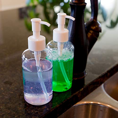 12 Pack 8 Ounce Refillable Plastic Pump Bottles with Lockable Dispensers