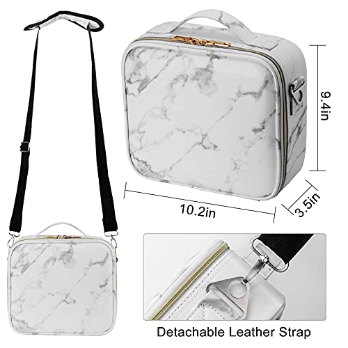 Small Marble Travel Makeup Bag with Shoulder Strap - Organizer & Cosmetic Case