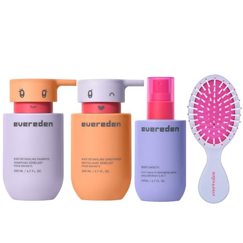 Evereden Kids Full Size Hair Care Trio + Detangling Brush for Ages 3+