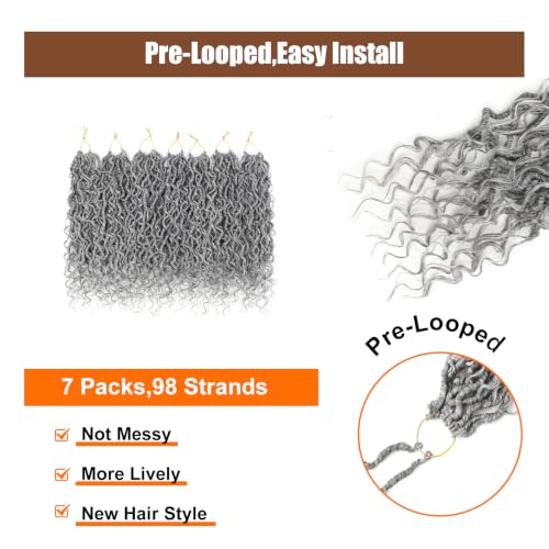 Grey Goddess Locs Crochet Hair - 14 Inch, 7-Pack for Black Women