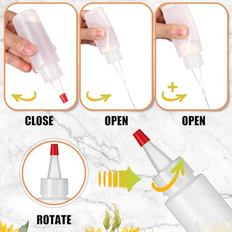 Lounsweer 36 Pcs 2 oz Plastic Squeeze Bottles small squeeze bottles with Dust Caps Include Label Pen and Funnels for Sauces Syrups Condiments Crafts Paint Glue and More (Classic)