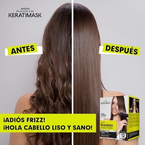 PLACENTA LIFE KERATIMASK Brazilian Keratin Hair Straightening Kit - Formaldehyde-Free, Long-Lasting Frizz Control & Shine