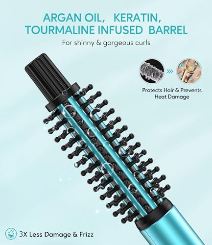 Mini Thermal Curling Brush 3/4 Inch for Short Hair - Dual Voltage Travel Styler Blue