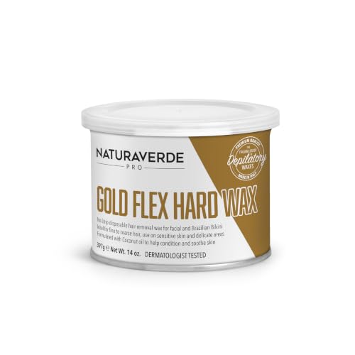 Professional Hard Wax Can for Hair Removal - 14 oz, Gold Flex, Suitable for Face & Body