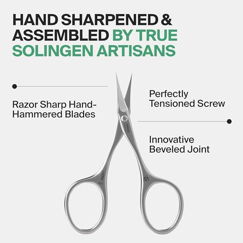 GERMANIKURE Solingen Cuticle Scissors with Leather Sleeve - Tower Point, Handcrafted