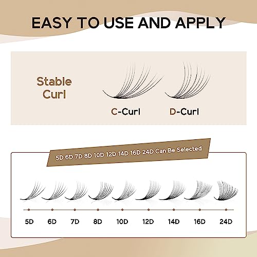 Premade Lash Fans 600 Fans 10D Handmade Premade Fans Lash Extensions 0.07mm Thickness 8-15mm D Curl Premade Fans Eyelash Extension Middle Stem Promade Lashes Fans (600Fans-10D-0.07D,8-15mm)