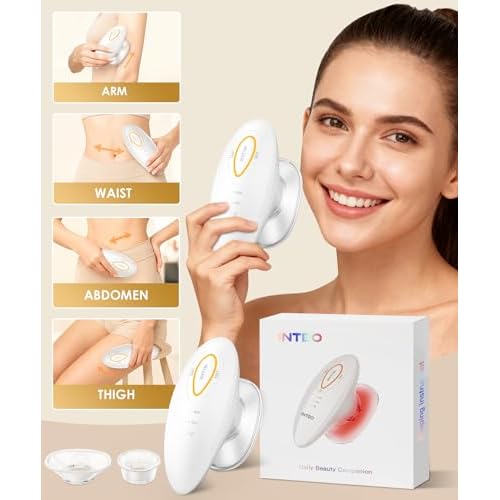 INTEO 3 in 1 Face & Body Sculpting Machine ? Rechargeable Beauty Device for Body Contouring, Cellulite Massager Tool with Red Light Therapy for Home Spa or Travel Self-Care