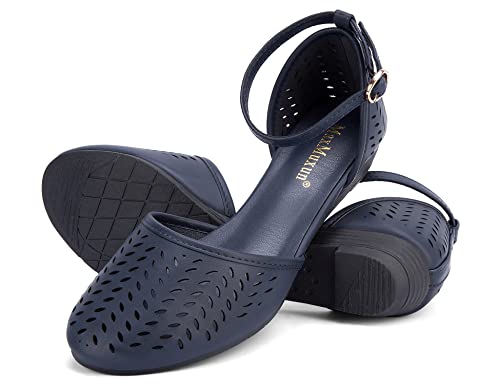 Women’s Blue Closed Toe Flat Sandals - Size 9, Comfortable Summer Footwear