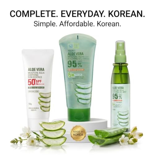 Aloe Vera Skincare Set with Soothing Gel, Facial Mist & SPF50+ Sunscreen – Hydrating Travel Kit