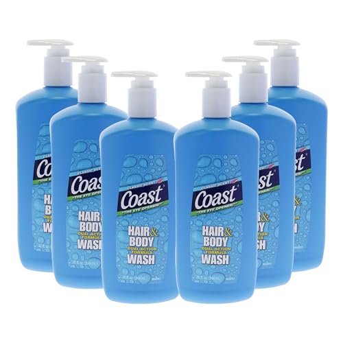 Coast Classic Scent Body Wash - Dual Action Formula Shampoo and Shower Gel - Deep-Cleansing Gel Texture - Hydrating Body Wash - 6 pc