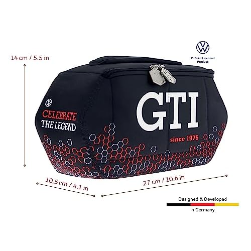 BRISA VW Collection - Volkswagen Neoprene Universal Makeup Cosmetics Toiletry Travel Pharmacy Bag in GTI Design (Hexagon/Black/Large)