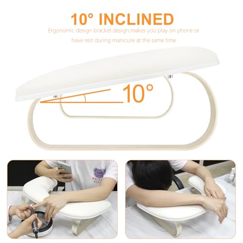 U-Shaped Nail Technician Arm Rest Stand with Aluminum Alloy Holder - Manicure Support Pillow
