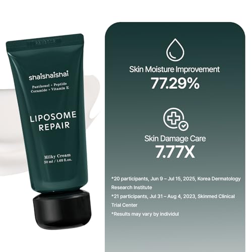 shaishaishai LIPOSOME REPAIR MILKY Cream, Hydrating Lightweight Barrier, Collagen Boost, Ultra-Soothing Moisture, Non-greasy, Fragrance-Free, Korean Skincare, 1.69 fl oz