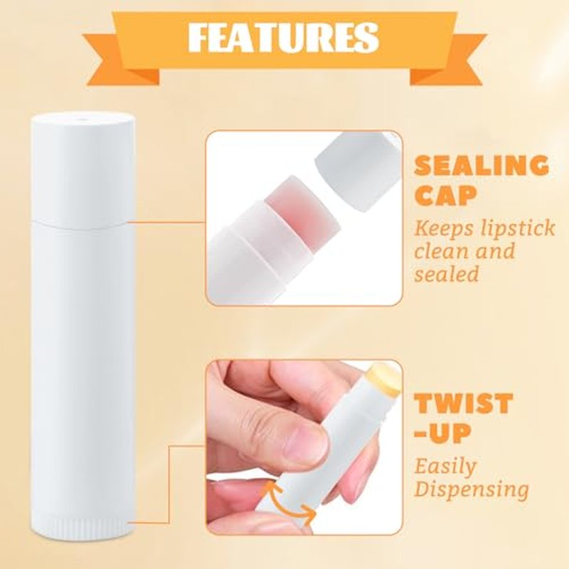 200 Pcs Lip Balm Tubes 5g Empty Plastic Lip Gloss Balm Containers with Filling Tray and Spatula, White Empty Chapstick Tubes for DIY Homemade Lipsticks, Solid Perfume