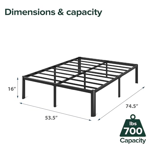 Full Metal Platform Bed Frame - 16 Inch Modern Steel Slat Support No Box Spring Black Variation of THIS listing