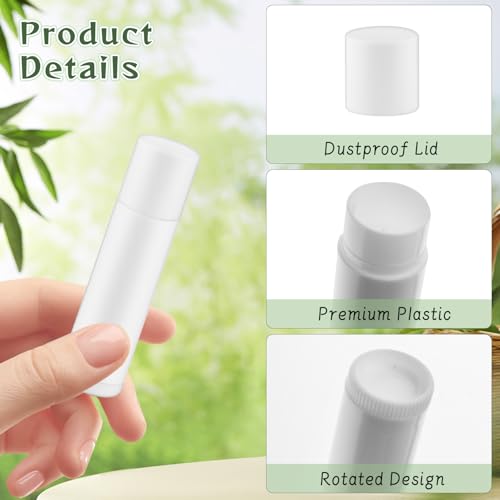 200 Pcs 5g Empty Lip Balm Tubes - White, Rotatable Lipstick Containers for DIY Makeup